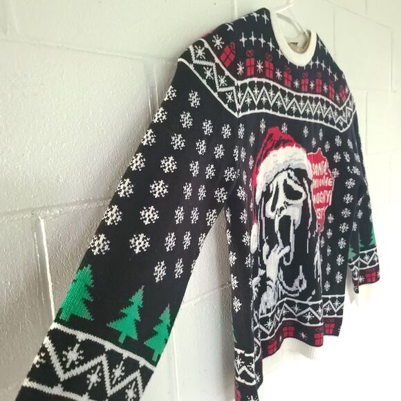 GhostFace Ghost Face Scream Ugly Christmas Holiday Ugly Sweater Large Size L EUC - Picture 10 of 13